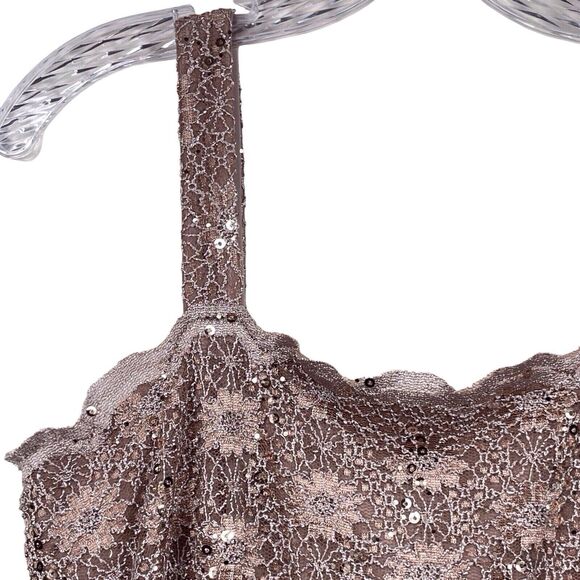 NWT Alex Evenings Formal Gown Size 6 Champagne Lace Sequin Bodice Long Dress - Picture 6 of 15